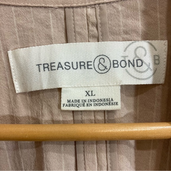 *Sold Treasure & Bond Long Blazer Pinstripe Tan Beige Oversized Sz XL - Picture 10 of 11